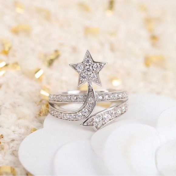 - ⭐️Sterling Silver Shooting Star Motif pave-set w/round brilliant cut CZ … - Picture 2 of 16